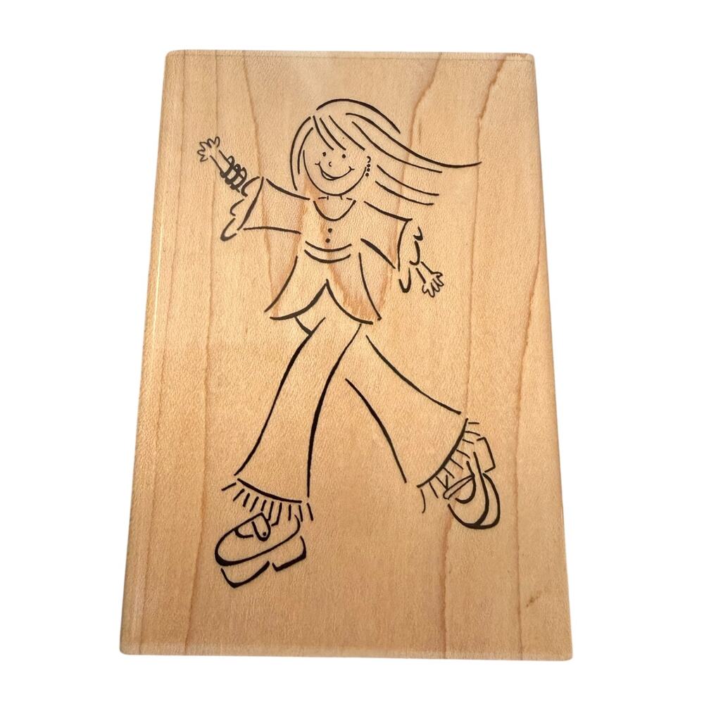CTMH Hippie Chick Waving Teen Princess Large Rubber Stamp